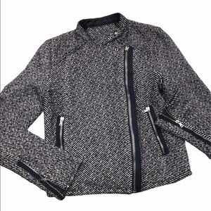 Gap size small Moto blue tweed zippered jacket